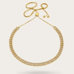 Gold cuban necklace with stones